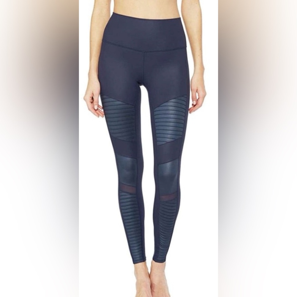 ALO Moto High Waisted Navy Leggings